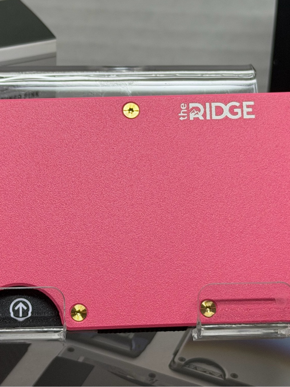 RIDGE WALLET | FLAMINGO PINK w/GOLD BOLTS + MATCHING KEYRING/KEYCHAIN